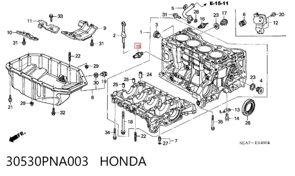 Czujnik stukowy (czujnik spalania stukowego) 30530PNA003 Honda