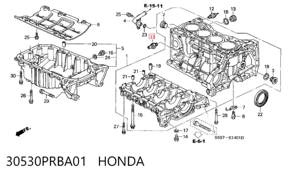 Czujnik stukowy (czujnik spalania stukowego) 30530PRBA01 Honda
