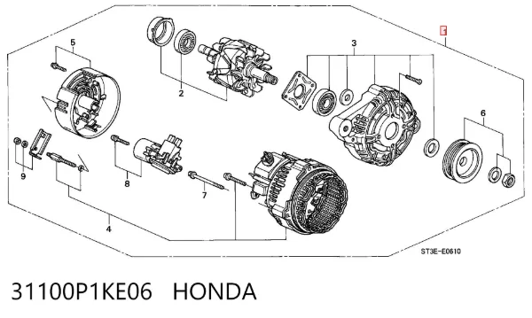 Alternator 31100P1KE06 Honda