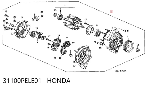 Alternator 31100PELE01 Honda