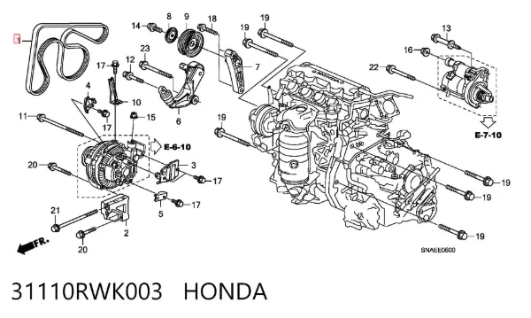 Pas napędowy mechanizmów 31110RWK003 Honda