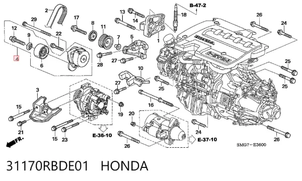 Napinacz paska napędowego 31170RBDE01 Honda