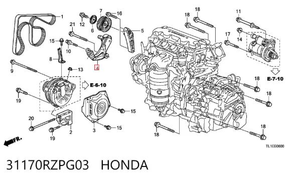 Napinacz paska napędowego 31170RZPG03 Honda