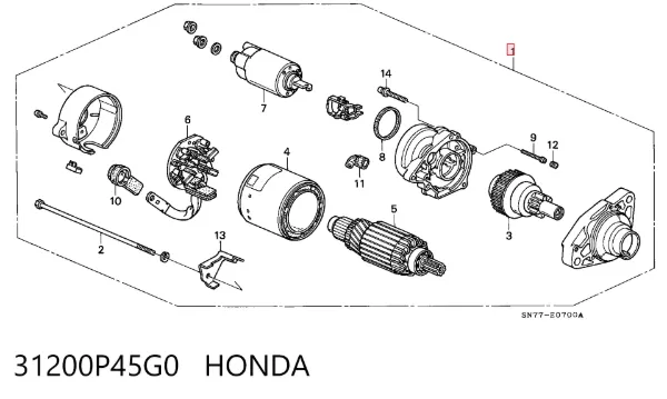 Rozrusznik 31200P45G0 Honda