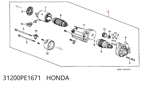 Rozrusznik 31200PE1671 Honda