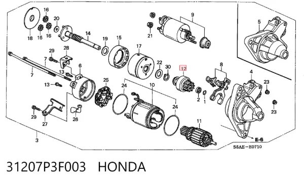 Bendiks rozrusznika 31207P3F003 Honda