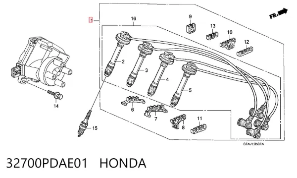 Zestaw przewodów wysokiego napięcia 32700PDAE01 Honda