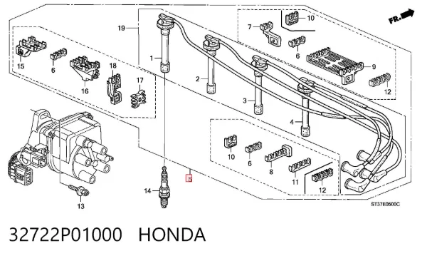 Zestaw przewodów wysokiego napięcia 32722P01000 Honda
