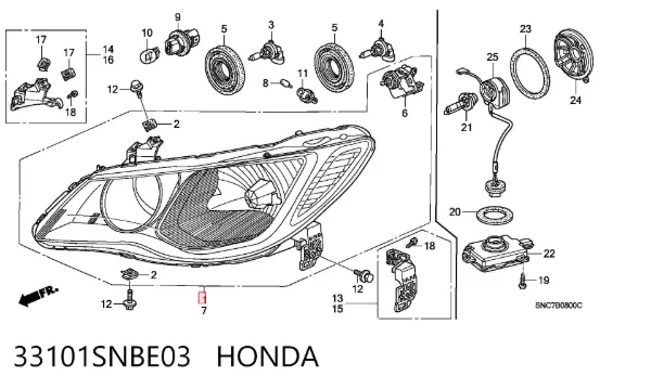 Reflektor prawy 33101SNBE03 Honda