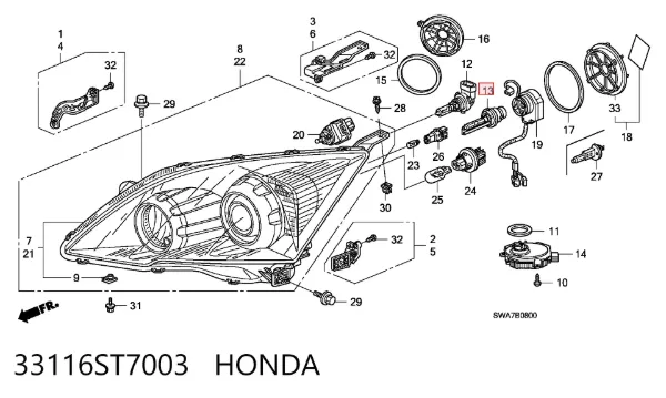 Żarówka ksenonowa 33116ST7003 Honda