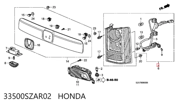 Lampa zespolona tylna prawa Honda Pilot II