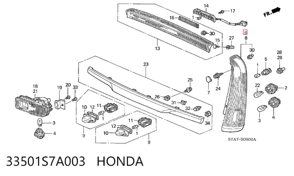 Lampa zespolona tylna prawa Honda STREAM RN