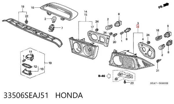 Lampa zespolona tylna lewa zewnętrzna 33506SEAJ51 Honda