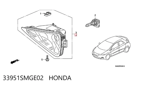 Lampa przeciwmgielna lewa 33951SMGE02 Honda