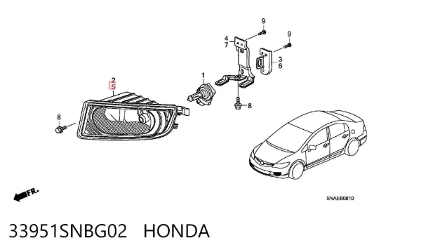 Lampa przeciwmgielna lewa Honda Civic VIII