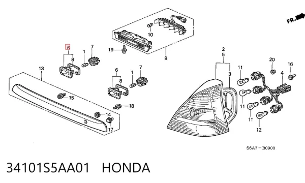 Lampa oświetlenia tylnej tablicy rejestracyjnej Honda Civic VIII