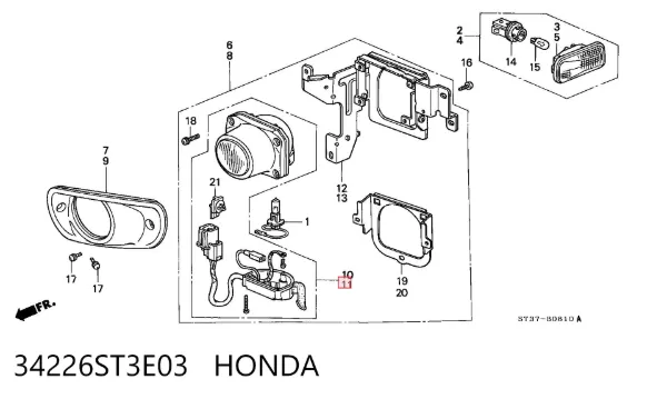 Lampa przeciwmgielna lewa 34226ST3E03 Honda