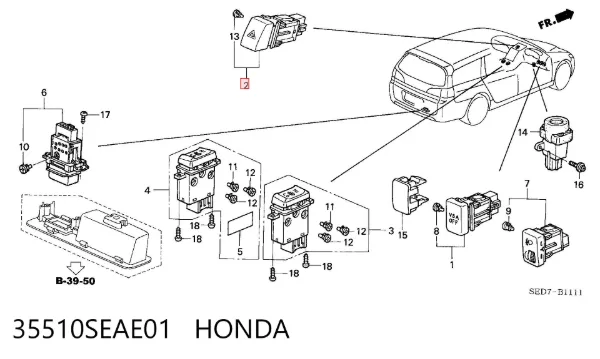 Przycisk włączania światła awaryjnego Honda Accord VII