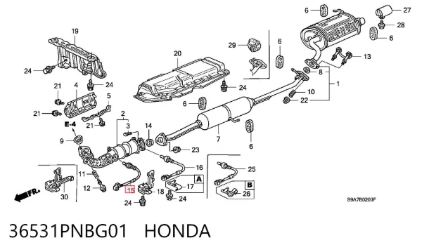 Sonda lambda czujnik tlenu przed katalizatorem 36531PNBG01 Honda
