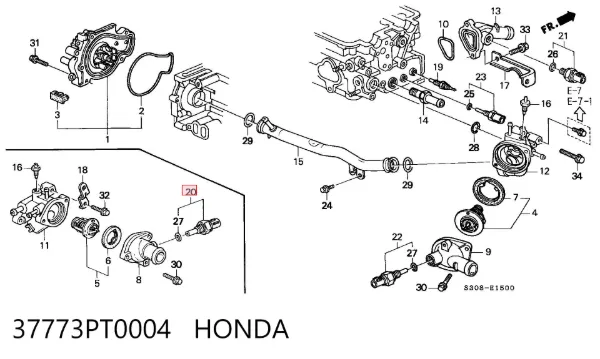 Czujnik temperatury płynu chłodzącego (włączenia wentylatora chłodnicy) 37773PT0004 Honda