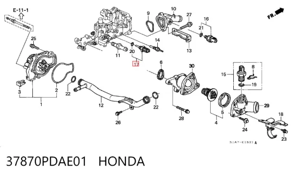 Czujnik temperatury płynu chłodzącego 37870PDAE01 Honda