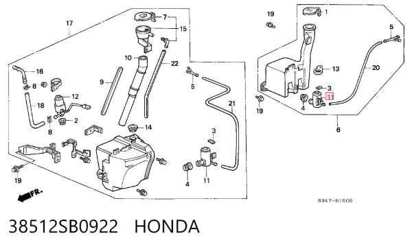 Pompka spryskiwacza szyby przedniej 38512SB0922 Honda
