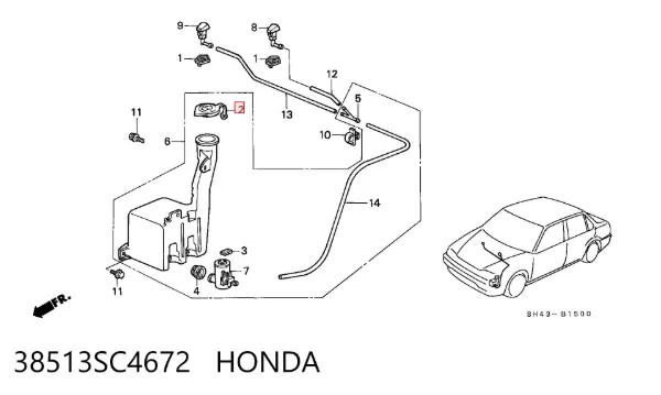 Korek zbiornika spryskiwacza Honda Civic V