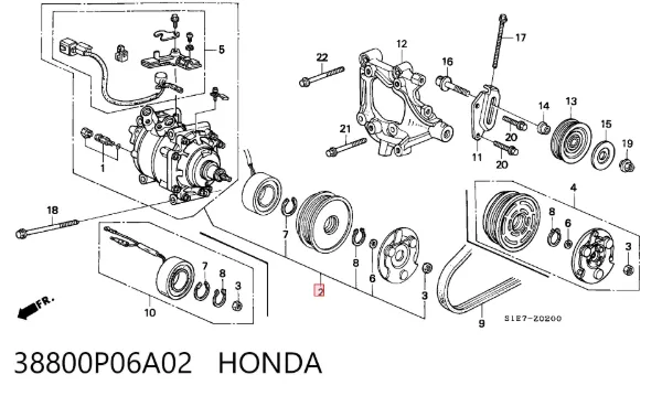 Sprężarka klimatyzacji 38800P06A02 Honda