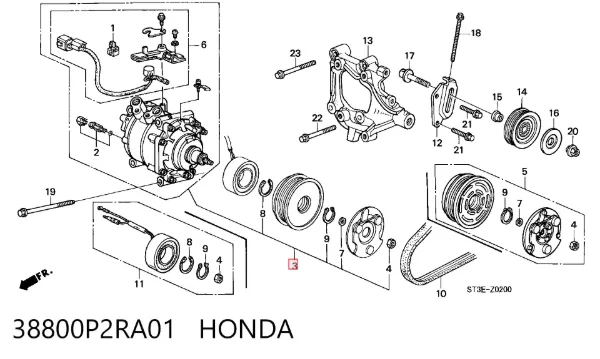 Sprężarka klimatyzacji 38800P2RA01 Honda