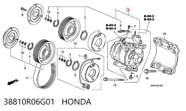 Sprężarka klimatyzacji 38810R06G01 Honda