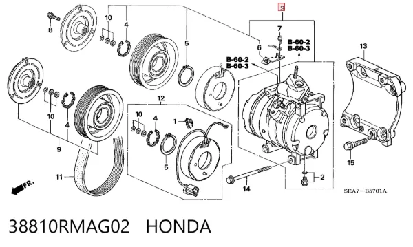 Sprężarka klimatyzacji 38810RMAG02 Honda