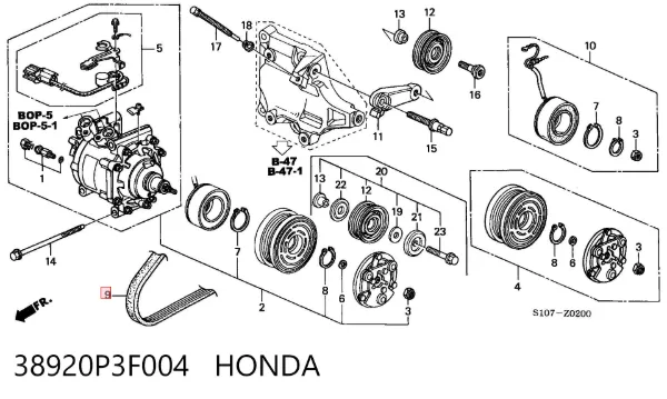 Pas napędowy mechanizmów 38920P3F004 Honda