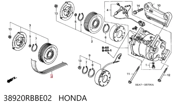 Pas napędowy mechanizmów 38920RBBE02 Honda