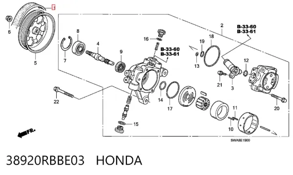 Pas napędowy mechanizmów 38920RBBE03 Honda