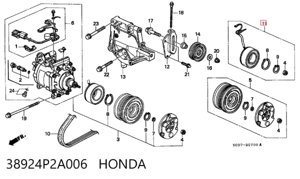 Sprzęgło sprężarki klimatyzacji Honda HR-V GH