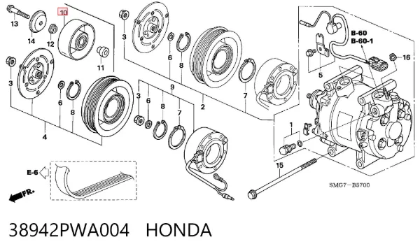 Rolka napinacza paska napędowego 38942PWA004 Honda