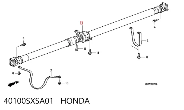 Wał Cardana tylny, kompletny 40100SXSA01 Honda