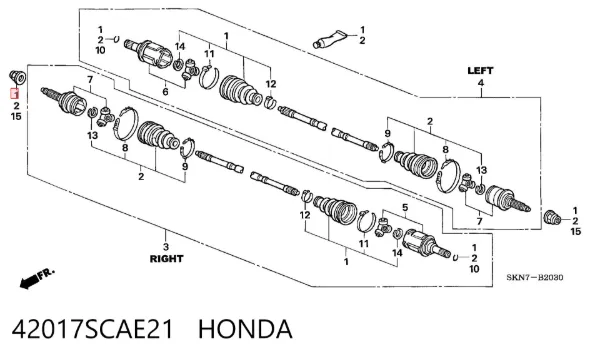 Osłona przegubu homokinetycznego półosi przedniej wewnętrzna 42017SCAE21 Honda