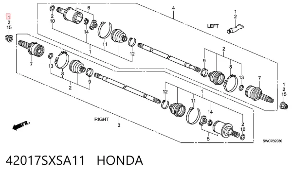 Osłona przegubu homokinetycznego półosi przedniej wewnętrzna 42017SXSA11 Honda