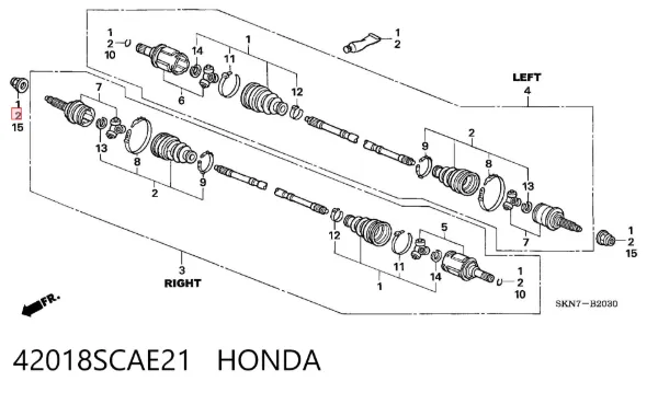 Osłona przegubu homokinetycznego półosi przedniej zewnętrzna 42018SCAE21 Honda