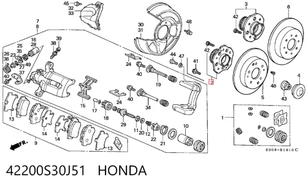 Piasta tylna 42200S30J51 Honda