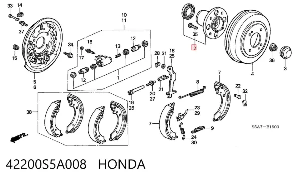 Piasta tylna 42200S5A008 Honda