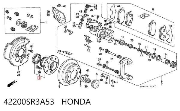 Piasta tylna 42200SR3A53 Honda