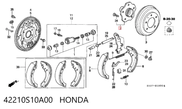 Piasta tylna 42210S10A00 Honda
