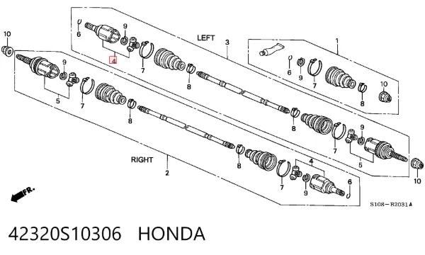 Przegub homokinetyczny wewnętrzny tylny 42320S10306 Honda