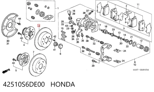 Tarcza hamulcowa tylna 42510S6DE00 Honda