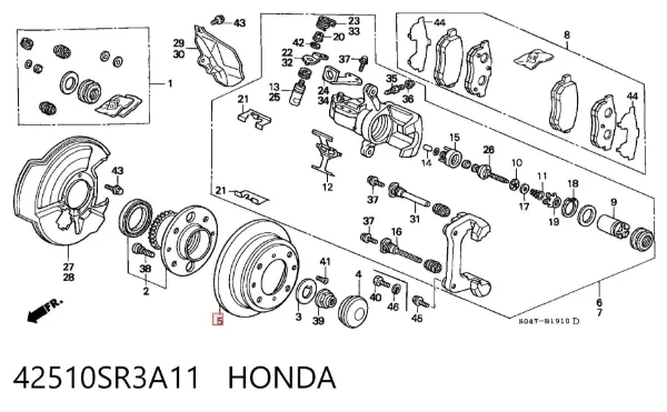 Tarcza hamulcowa tylna 42510SR3A11 Honda