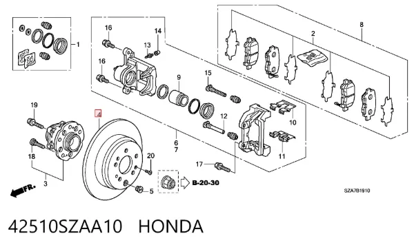 Tarcza hamulcowa tylna 42510SZAA10 Honda