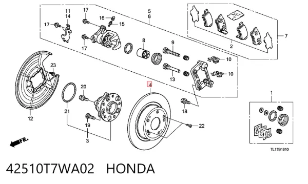 Tarcza hamulcowa tylna 42510T7WA02 Honda