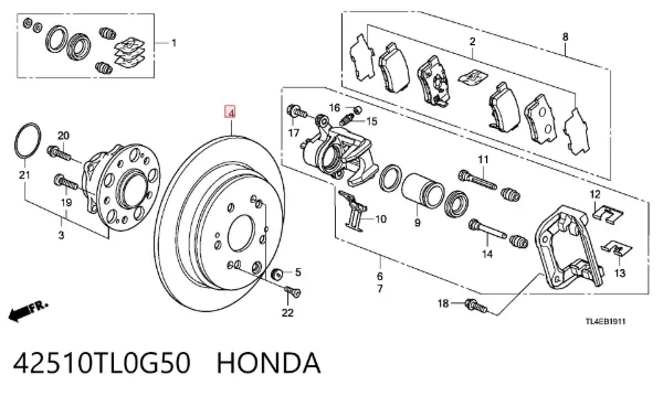 Tarcza hamulcowa tylna 42510TL0G50 Honda